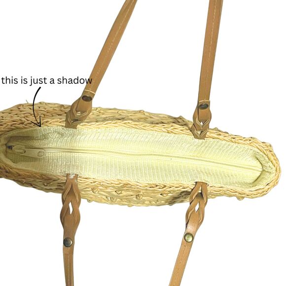 Vintage Woven Straw Tote Wicker  Handbag - Picture 5 of 12